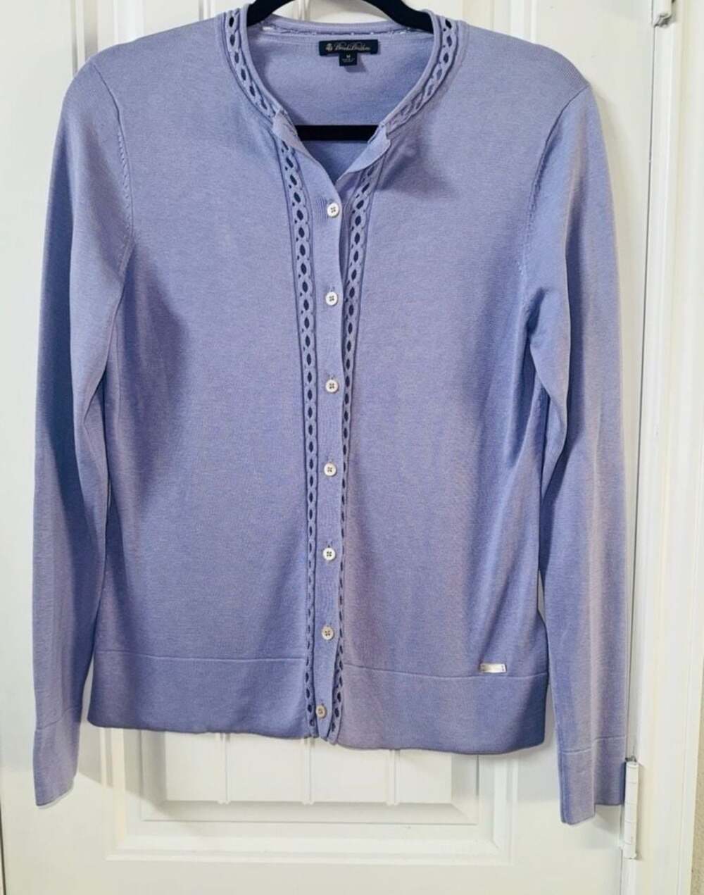 Brooks Brothers Silk & Cotton Blend Open Stitch Cardigan minimalist preppy